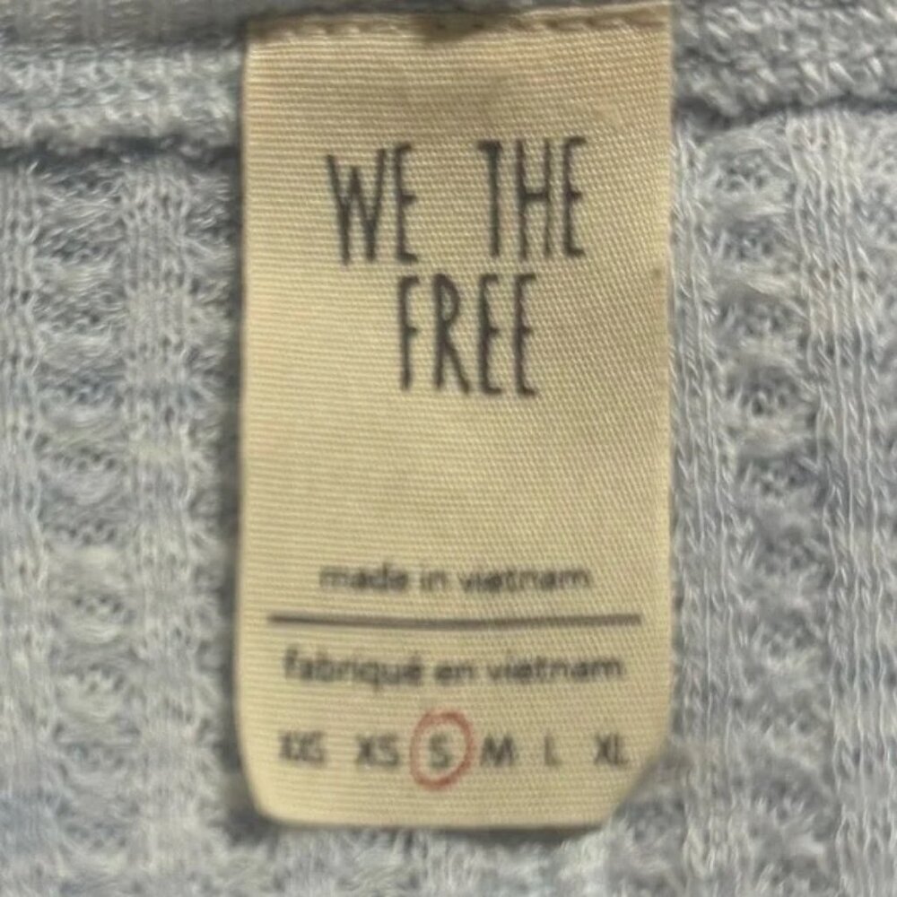 Free People We The Free Boho Blue Laguna Thermal Oversized Pointelle Knit Top S - Picture 6 of 6